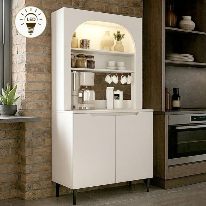 Έπιπλο κουζίνας με LED Melinta 2 χρώμα λευκό 90x40x181,8εκ.