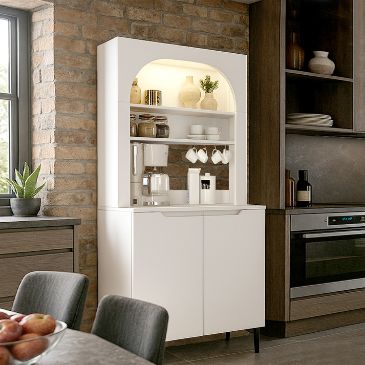 Έπιπλο κουζίνας με LED Melinta 2 χρώμα λευκό 90x40x181,8εκ.