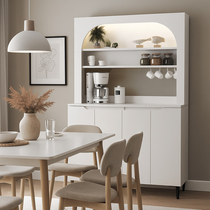 Έπιπλο κουζίνας με LED Melinta 4 χρώμα λευκό 120x40x181,8εκ.