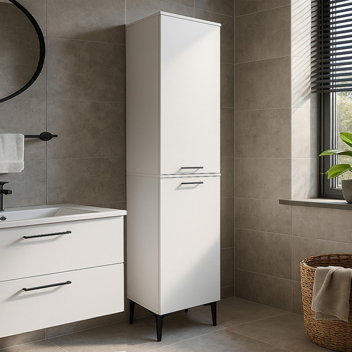 Ντουλάπι με καλάθι απλύτων Singa χρώμα λευκό 45x40x180εκ.