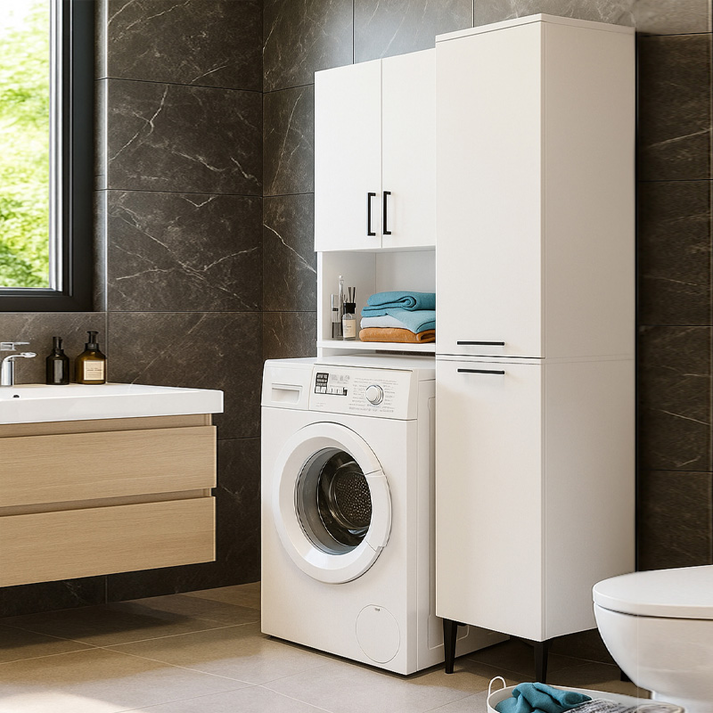 Ντουλάπι με καλάθι απλύτων Singa χρώμα λευκό 45x40x180εκ.