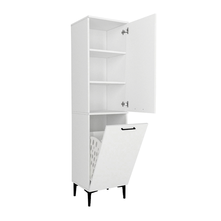 Ντουλάπι με καλάθι απλύτων Singa χρώμα λευκό 45x40x180εκ.