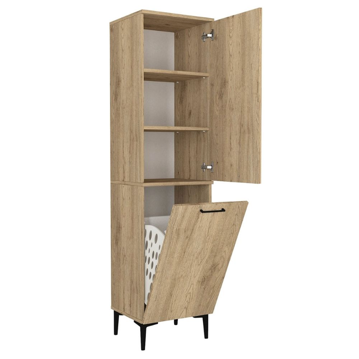 Laundry cabinet with basket Singa sepet oak 45x40x180 cm