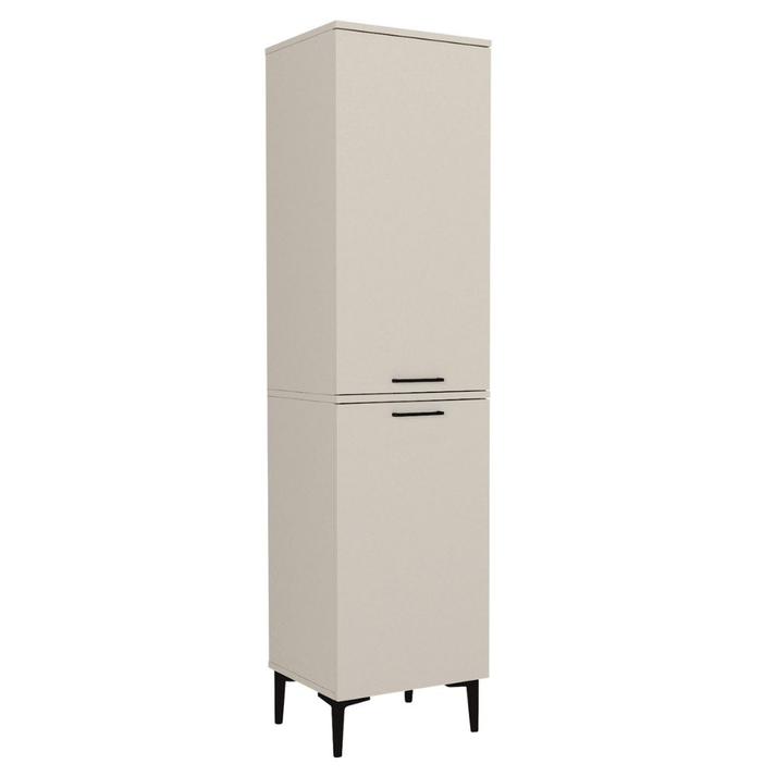 Singa laundry cabinet with laundry basket, sandstone, 45x40x180 cm