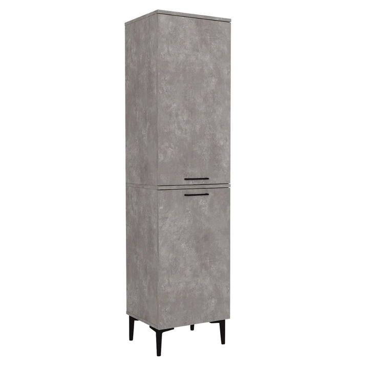 Singa laundry cabinet with basket, concrete gray, 45x40x180 cm