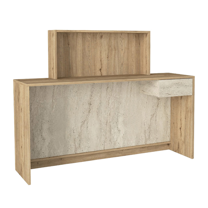 Γραφείο υποδοχής - reception Davis με LED χρώμα sepet oak - travertine 150x41,8x115εκ.