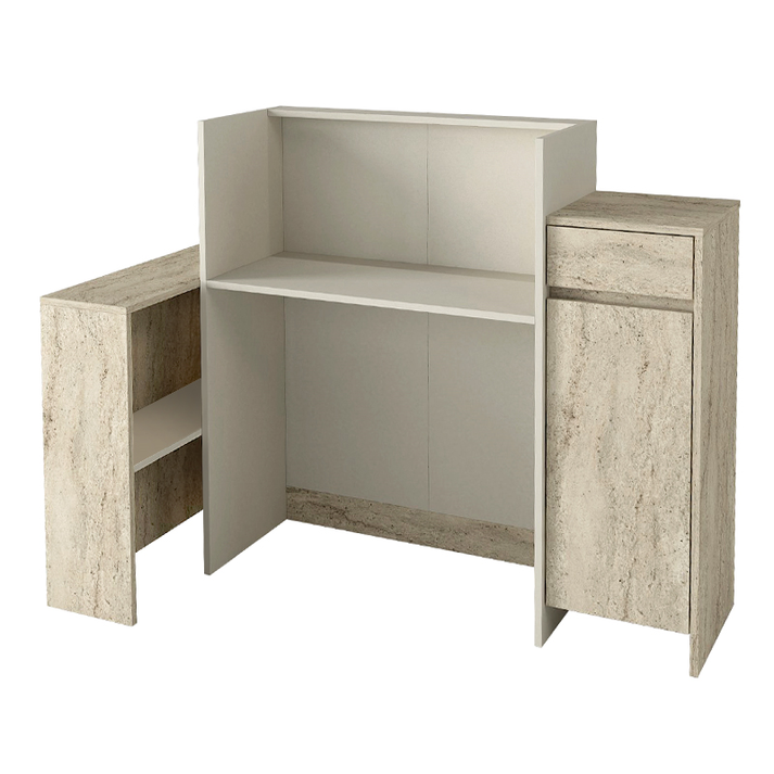 Γραφείο υποδοχής - reception Dayana με LED χρώμα travertine - sandstone 150x85,2x120εκ.