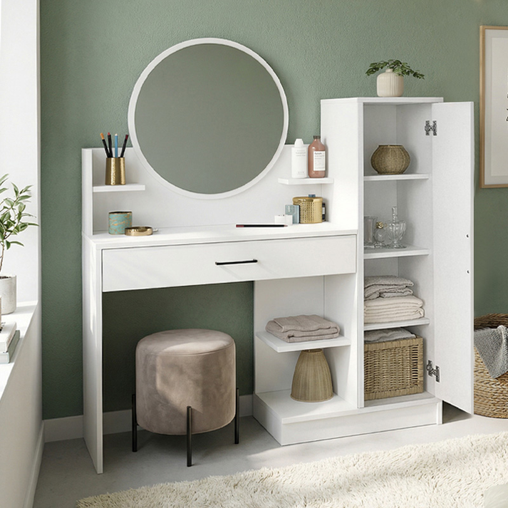 Τουαλέτα με καθρέπτη Andera χρώμα λευκό 123,9x35x144,4εκ.