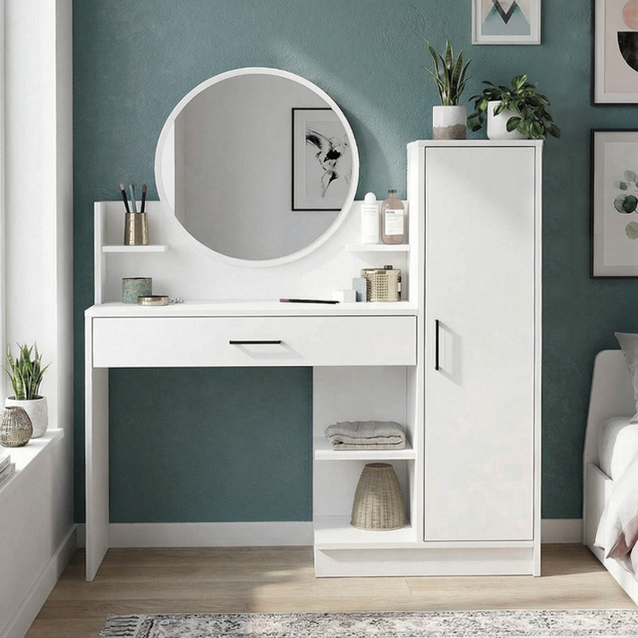 Τουαλέτα με καθρέπτη Andera χρώμα λευκό 123,9x35x144,4εκ.