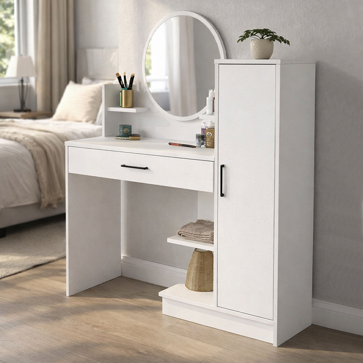 Τουαλέτα με καθρέπτη Andera χρώμα λευκό 123,9x35x144,4εκ.