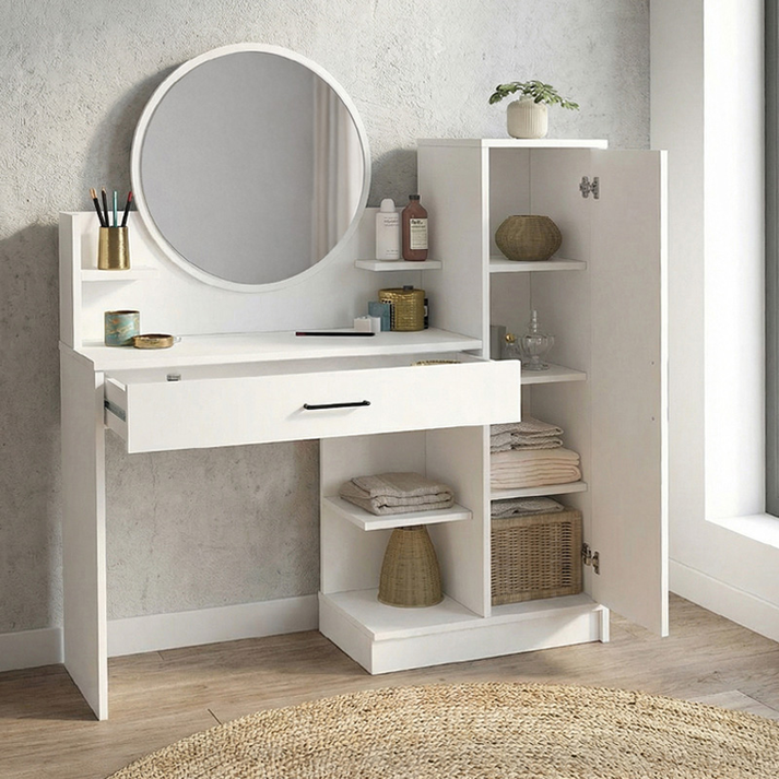 Τουαλέτα με καθρέπτη Andera χρώμα λευκό 123,9x35x144,4εκ.