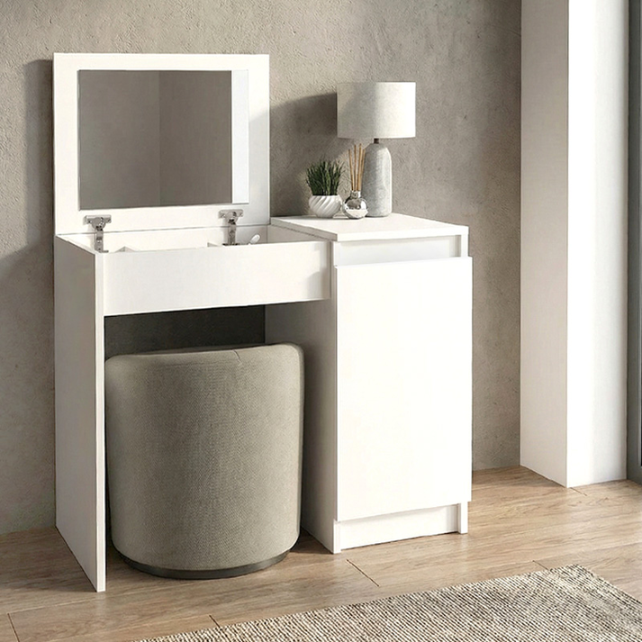 Τουαλέτα με καθρέπτη Huma χρώμα λευκό 90x45x118,2εκ.