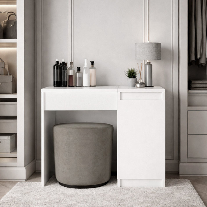 Τουαλέτα με καθρέπτη Huma χρώμα λευκό 90x45x118,2εκ.