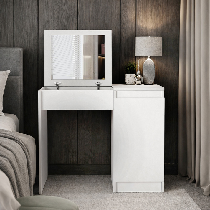 Τουαλέτα με καθρέπτη Huma χρώμα λευκό 90x45x118,2εκ.