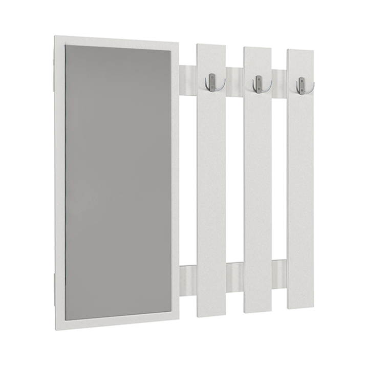 Κρεμάστρα τοίχου με καθρέπτη Folin χρώμα λευκό 90x4x90εκ.