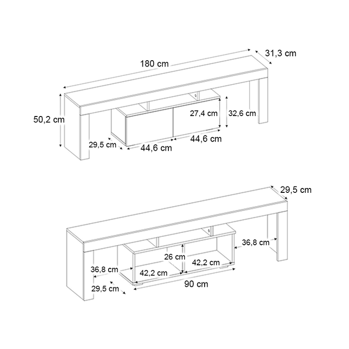 Έπιπλο τηλεόρασης Woodra χρώμα sencron black 180x31,3x50,2εκ.