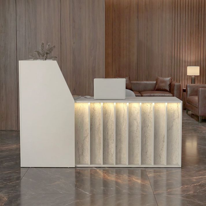 Γραφείο υποδοχής - reception Zegma με LED χρώμα sandstone - travertine 181,2x73,2x120εκ.