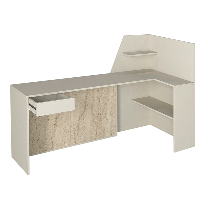 Γραφείο υποδοχής - reception Zegma με LED χρώμα sandstone - travertine 181,2x73,2x120εκ.