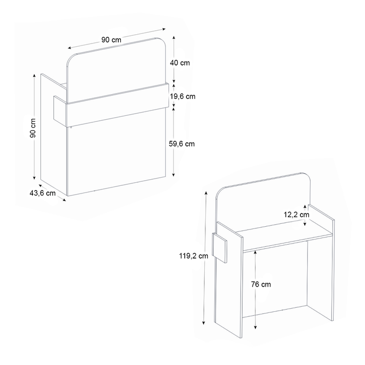 Γραφείο υποδοχής - reception Telmos με LED χρώμα λευκό - sapphire oak 90x43,6x119,2εκ.