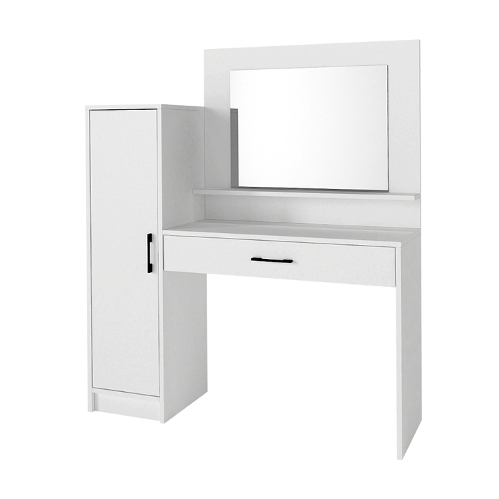 Τουαλέτα με καθρέπτη Kaunos χρώμα λευκό 123,8x40x148,2εκ.