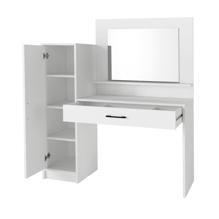 Τουαλέτα με καθρέπτη Kaunos χρώμα λευκό 123,8x40x148,2εκ.