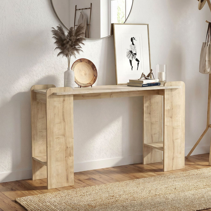 Κονσόλα Mendoza χρώμα sapphire oak - travertine 130,8x35x76,8εκ.