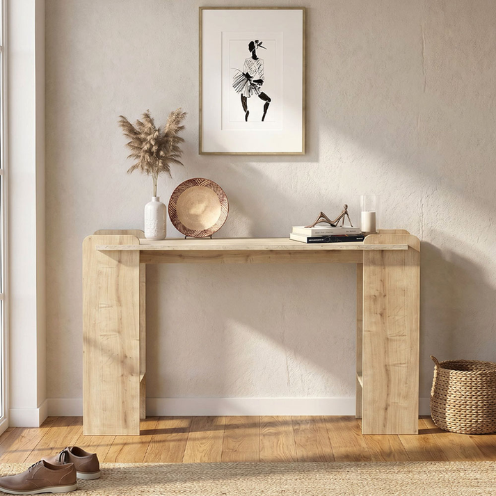 Κονσόλα Mendoza χρώμα sapphire oak - travertine 130,8x35x76,8εκ.