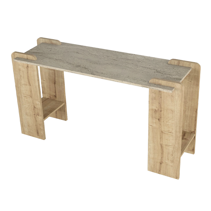 Κονσόλα Mendoza χρώμα sapphire oak - travertine 130,8x35x76,8εκ.
