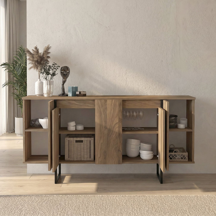 Μπουφές Orontes χρώμα καρυδί 160x35,2x80εκ.