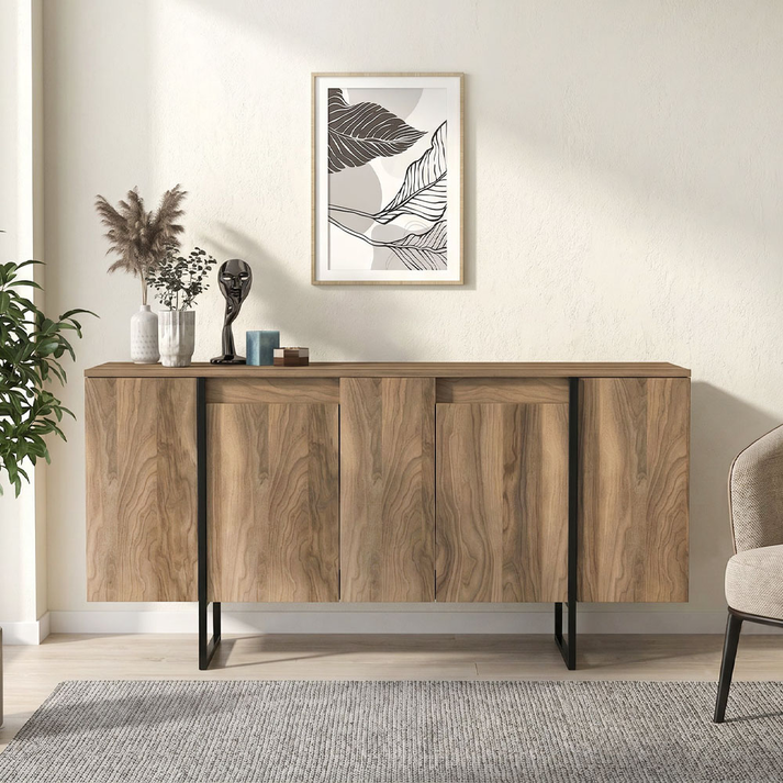 Μπουφές Orontes χρώμα καρυδί 160x35,2x80εκ.