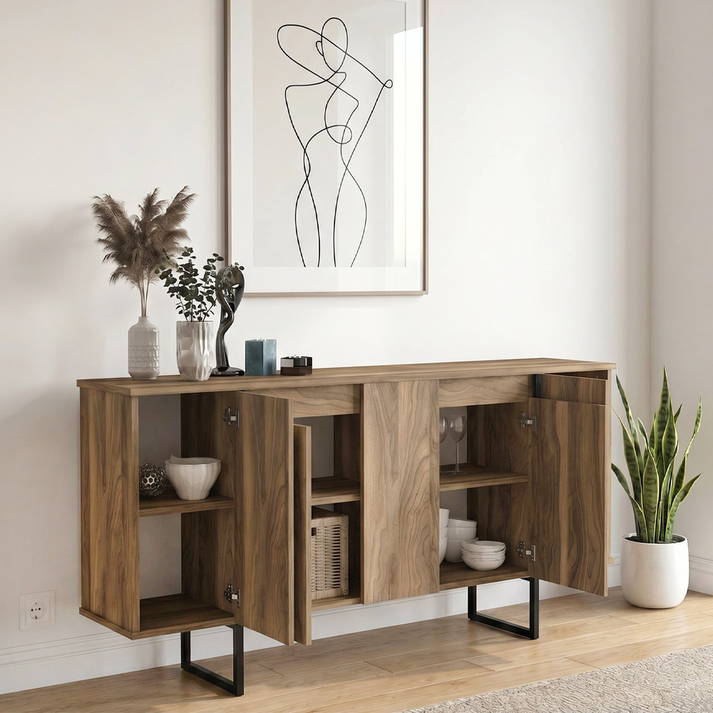 Μπουφές Orontes χρώμα καρυδί 160x35,2x80εκ.