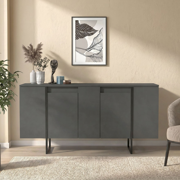 Μπουφές Orontes χρώμα ανθρακί 160x35,2x80εκ.