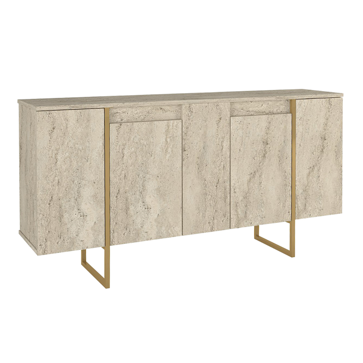 Μπουφές Orontes χρώμα travertine - χρυσό 160x35,2x80εκ.