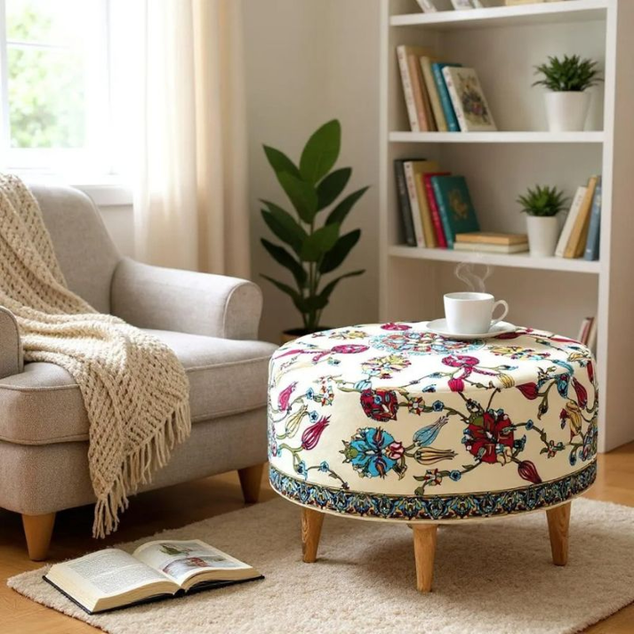 Σκαμπώ Rimini υφασμάτινο πολύχρωμο 65x65x40εκ.