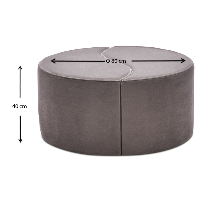 Σκαμπώ Alis βελούδινο χρώμα ανοιχτό γκρι 80x80x40εκ.