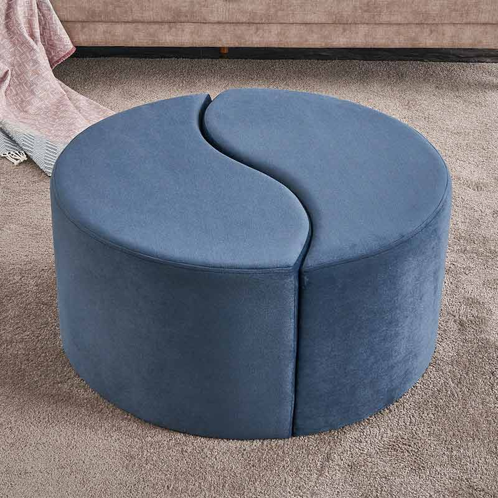 Σκαμπώ Alis βελούδινο χρώμα μπλε 80x80x40εκ.