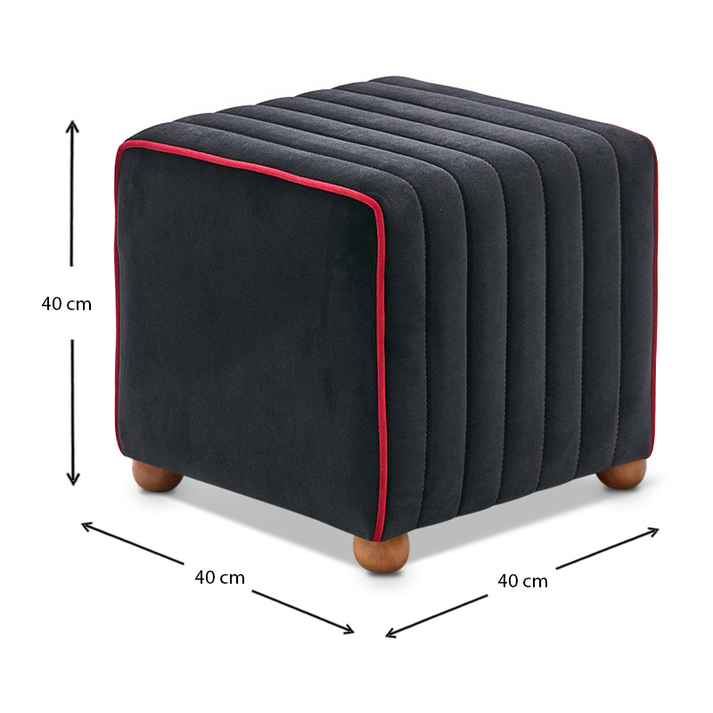 Σκαμπώ Mona βελούδινο χρώμα μαύρο 40x40x40εκ.