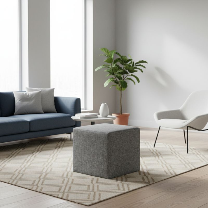 Σκαμπώ Kare υφασμάτινο χρώμα γκρι 40x40x40εκ.