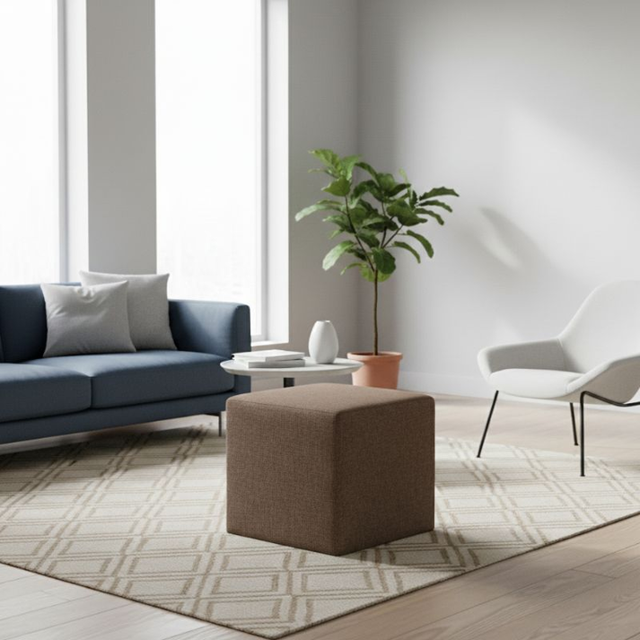 Σκαμπώ Kare υφασμάτινο χρώμα καφέ 40x40x40εκ.