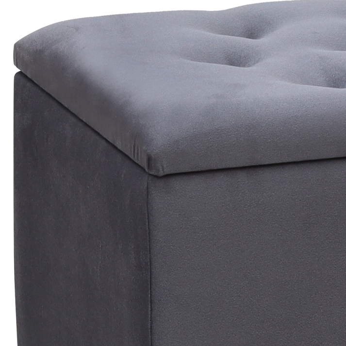 Σκαμπώ - Ταμπουρέ Lotus βελούδινο χρώμα ανθρακί 90x40x50εκ.