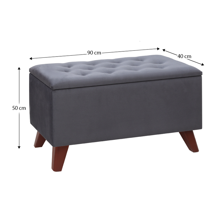 Σκαμπώ - Ταμπουρέ Lotus βελούδινο χρώμα ανθρακί 90x40x50εκ.