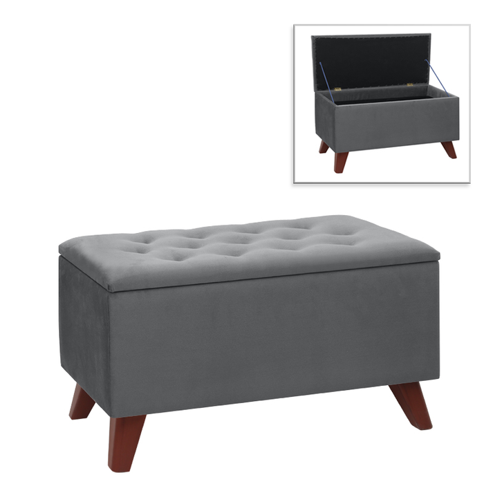 Σκαμπώ - Ταμπουρέ Lotus βελούδινο χρώμα γκρι 90x40x50εκ.