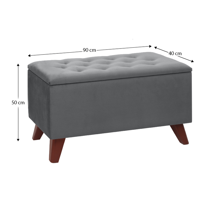 Σκαμπώ - Ταμπουρέ Lotus βελούδινο χρώμα γκρι 90x40x50εκ.