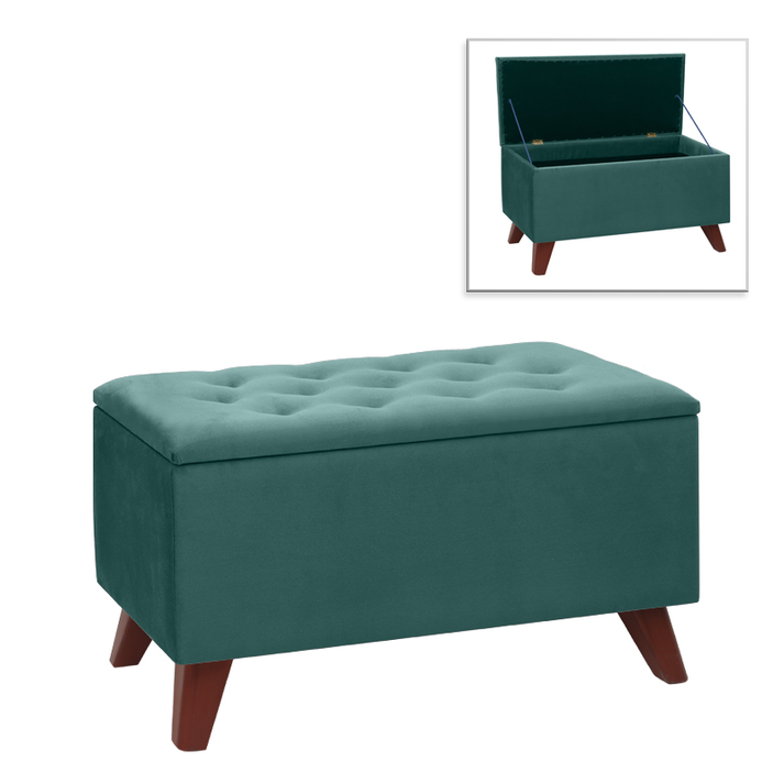 Σκαμπώ - Ταμπουρέ Lotus βελούδινο χρώμα κυπαρισσί 90x40x50εκ.