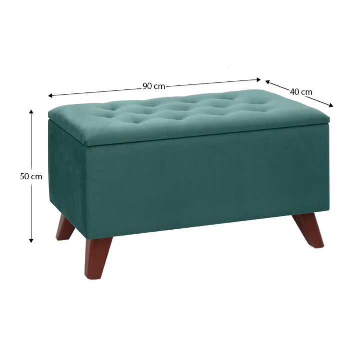 Σκαμπώ - Ταμπουρέ Lotus βελούδινο χρώμα κυπαρισσί 90x40x50εκ.