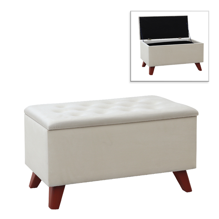 Σκαμπώ - Ταμπουρέ Lotus βελούδινο χρώμα κρεμ 90x40x50εκ.