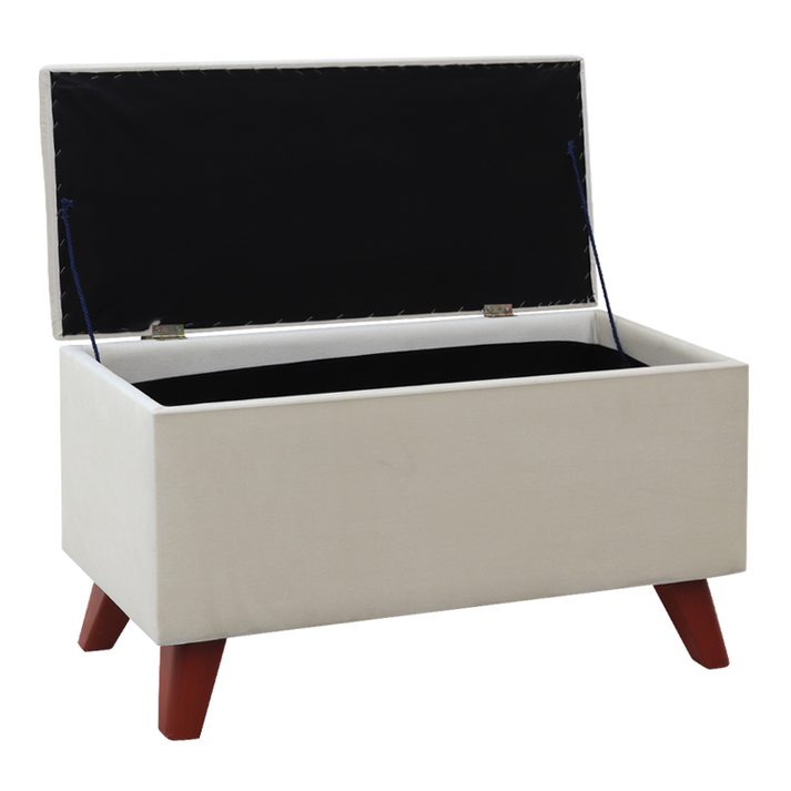 Σκαμπώ - Ταμπουρέ Lotus βελούδινο χρώμα κρεμ 90x40x50εκ.