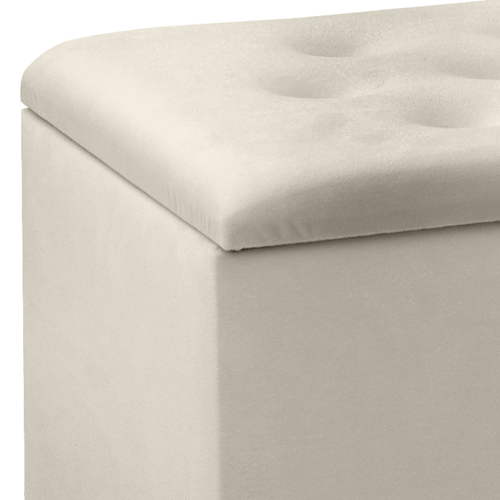 Σκαμπώ - Ταμπουρέ Lotus βελούδινο χρώμα κρεμ 90x40x50εκ.