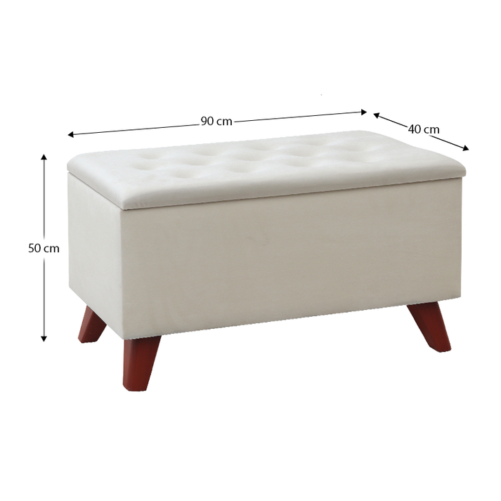 Σκαμπώ - Ταμπουρέ Lotus βελούδινο χρώμα κρεμ 90x40x50εκ.