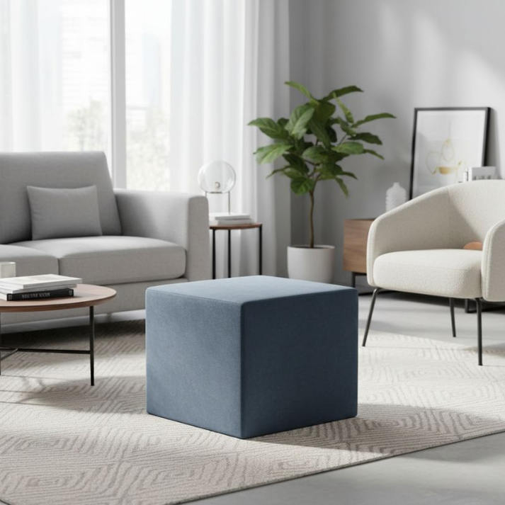 Σκαμπώ April βελούδινο χρώμα ανθρακί 40x40x40εκ.